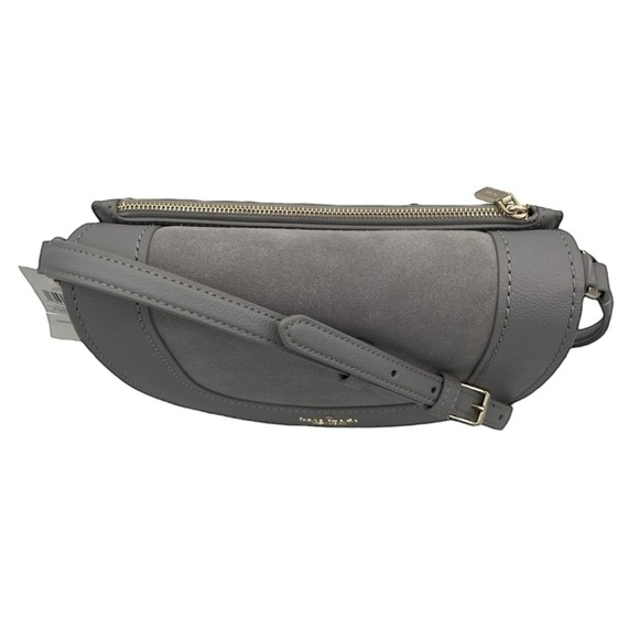 NWT Kate Spade Luna Crescent Gray Crossbody Shoulder Purse Suede & Leather - Picture 7 of 14